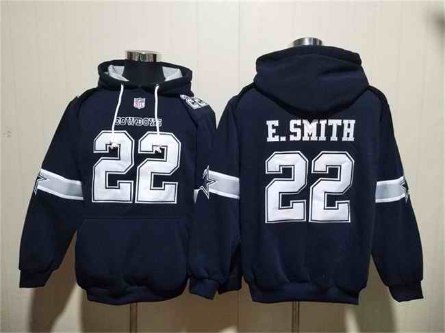 Men's Dallas Cowboys #22 Emmitt Smith Navy Ageless Must-Have Lace-Up Pullover Hoodie